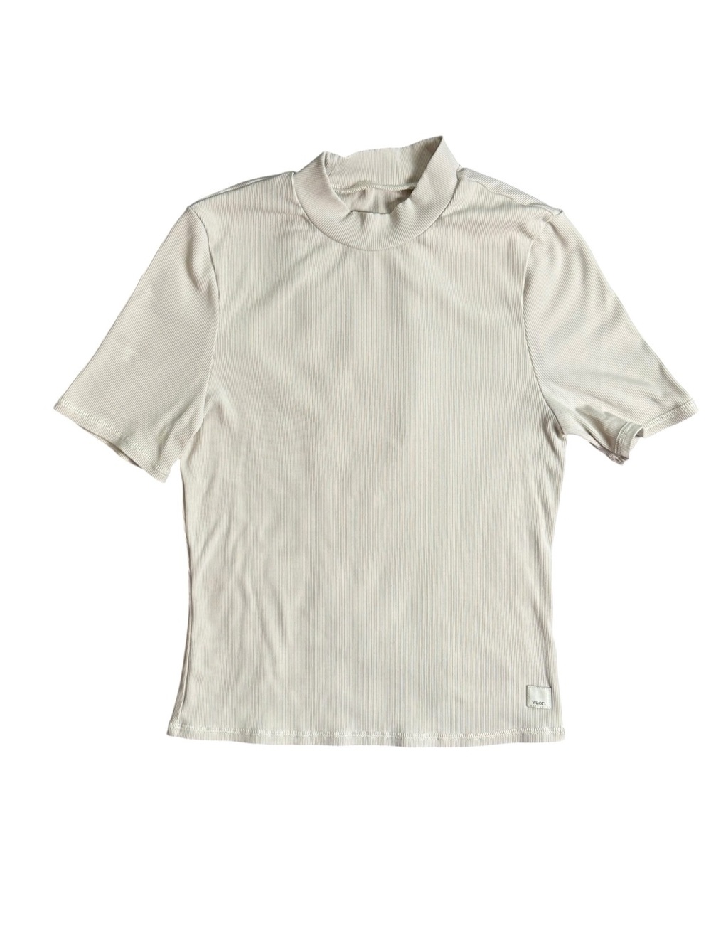 Vuori Ribbed Mock Neck Short Sleeve Top Cream Size Small - Picture 2 of 9